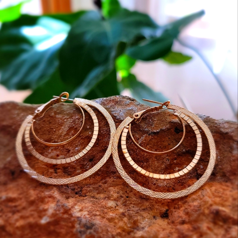 Tripple Hoops Earrings Fashion Jewelry